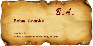 Behm Aranka névjegykártya